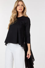 Load image into Gallery viewer, Contrast Ruffle Sleeve High Low Top Blouse
