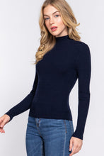 Load image into Gallery viewer, Long Slv Mock Neck Rib Sweater
