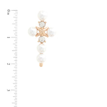 Load image into Gallery viewer, Pearl Bead Cross Dangle Earring
