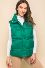 Load image into Gallery viewer, Zip Up Button Puffer Vest With Waist Toggles
