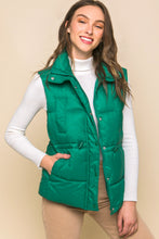 Load image into Gallery viewer, Zip Up Button Puffer Vest With Waist Toggles
