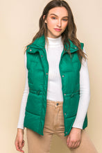 Load image into Gallery viewer, Zip Up Button Puffer Vest With Waist Toggles
