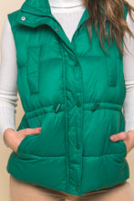 Load image into Gallery viewer, Zip Up Button Puffer Vest With Waist Toggles
