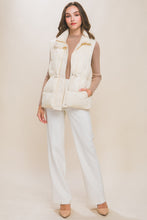 Load image into Gallery viewer, Zip Up Button Puffer Vest With Waist Toggles
