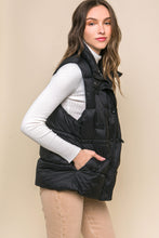 Load image into Gallery viewer, Zip Up Button Puffer Vest With Waist Toggles
