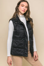 Load image into Gallery viewer, Zip Up Button Puffer Vest With Waist Toggles
