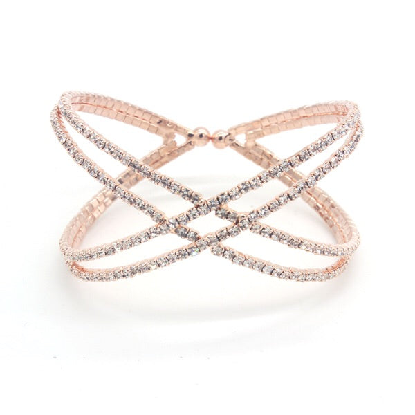 Rose Gold Bridal Criss Cross Bracelet